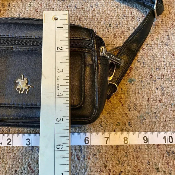 VTG Y2K XMPolo Black Faux Leather Crossbody Mini Purse Wallet Adjustable Strap - Picture 2 of 10